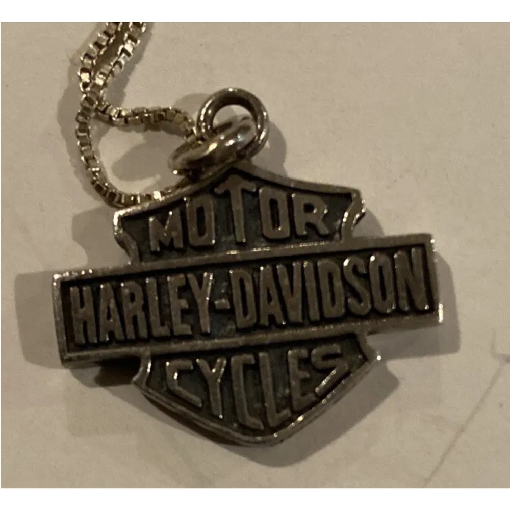 vintage harley davidson Sterling silver emblem necklace  .925